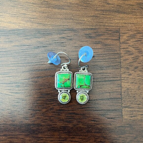 925 Silver and Peridot Earrings - Picture 3 of 5